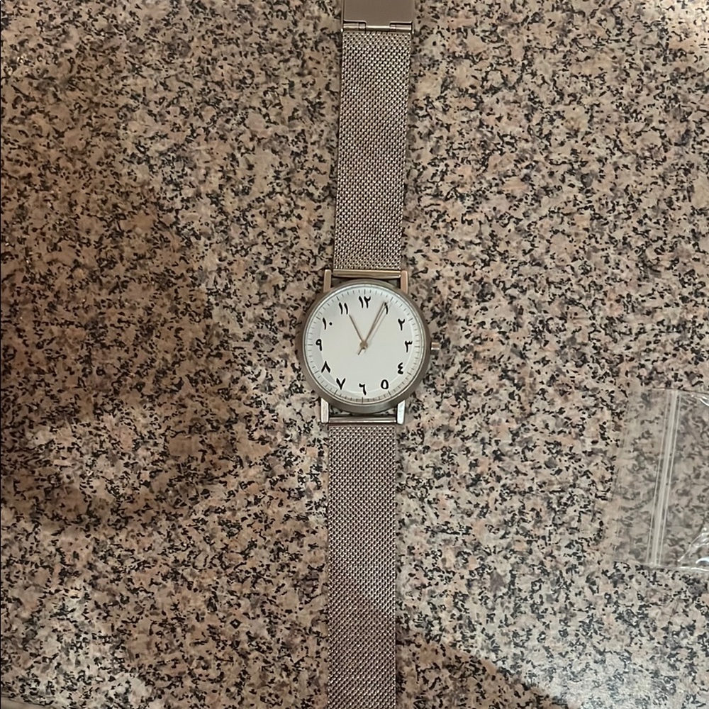 Silver Mesh Strap Watch- Arabic Numerals